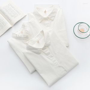 Blouses pour femmes marque conception Simple coton blanc femmes chemise 2023 automne dames décontracté hauts frais collège Style dame à manches longues