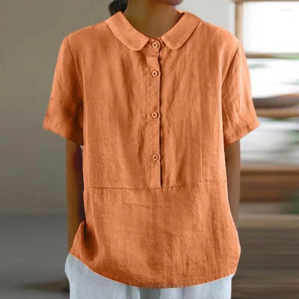 Bloses de mujer Bolsas transpirables para mujeres Top Doll Collar camisa con estilo con un diseño de pecho individual suelto para todos los días