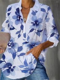 Blusas de mujer BubbleKiss verano mujer estampado de hojas suelta Casual Blusa de manga corta elegante Oficina señora camisa Top Tee