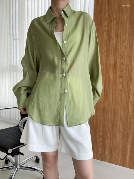 Blusas de mujer, cárdigan informal holgado de estilo coreano, camisa de manga larga con tirantes abotonados, blusa femenina elegante de otoño 2023