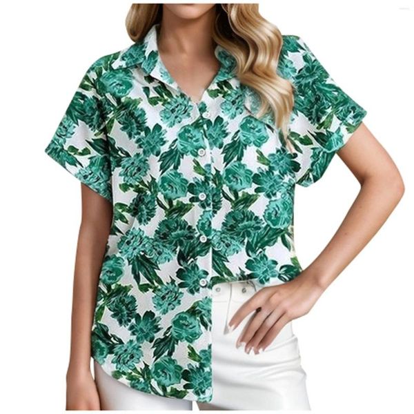 Blouses pour femmes Tshirts imprimés décontractés pour les femmes Collier d'été Collier à manches courtes T-shirt Ladies Fashion Holiday Style Tee-shirt Vocation