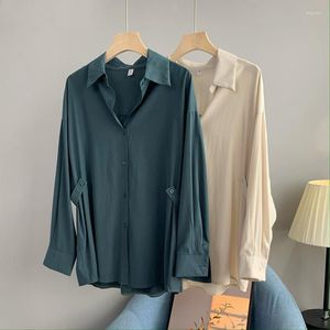 Blouses voor dames Casual Solid Color Rapel Shirt For Women Office 2023 Spring herfst Lange Mouw Fashion Korean Single Breasted Tops
