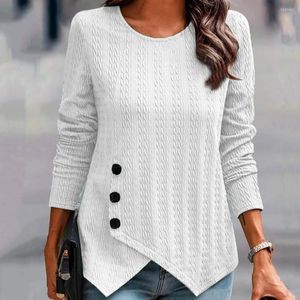 Women's Blouses Chic Lady Spring Sweater Split Round Neck Simple Style Fall Blouse Women Warm