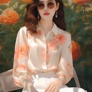 Women's Blouses Chiffon shirts lente/zomer vintage losse lange mouwen dames tops prints mode kleding ycmyunyan