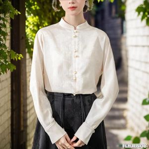 Blusas para mujeres estilo chino chi-pao diseño de cuello tops año 2024 primavera mujer oficina dama chicas elegantes camisa retro blusa vintage