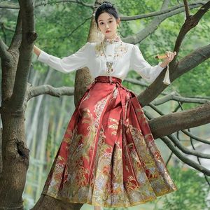 Blans des femmes style chinois exquise brodé Hanfu Top Femme Retro Stand Collar Long Manche Longée Button en or blanc élégant