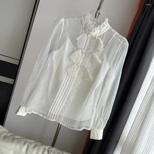 Women's Blouses Chinese stijl Retro Silk Organza tweedelige blouse