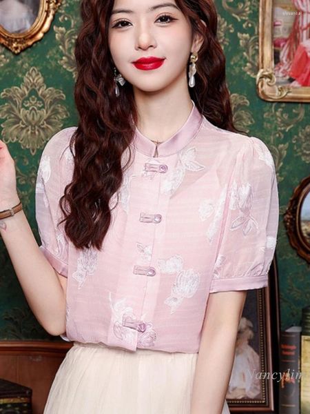 Blouses pour femmes Chemises à manches courtes de style chinois