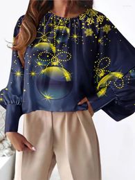 Damesblouses Kerstblouse Elegante shirts Lange mouwen Tops Mode Truien Jeugdige dameskleding 2024 Aankomst