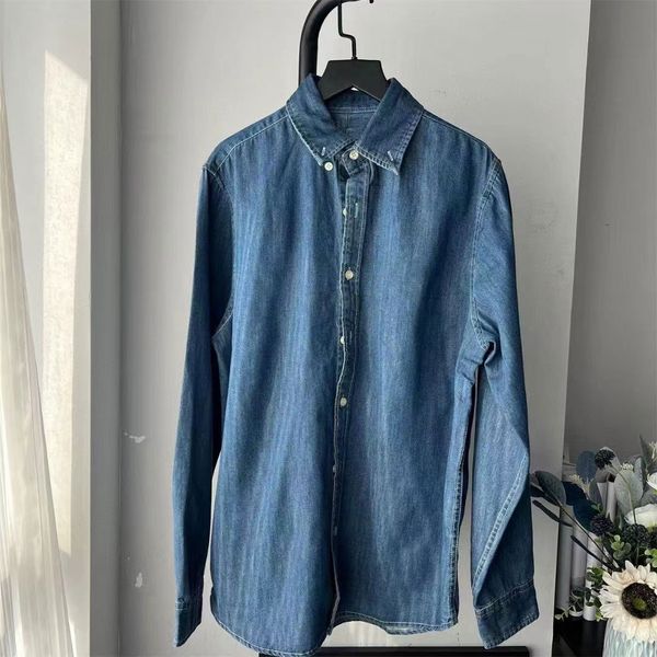 Blouses pour femmes Classic American Style Pony Broidered Washed Denim Shirt Shirt T-shirts Femme 2024 Blouse lâche décontractée d'été