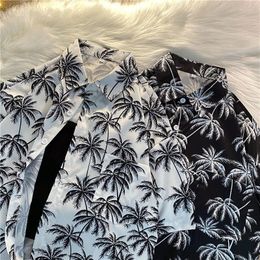 Damesblouses Coconut Tree Full Print Beach Shirt Dames Blouse Heren Tropisch Vakantie Korte mouw Knop omhoog Zomer Grote maten Koreaanse tops