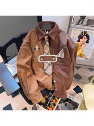 Blouses pour femmes chemises à café et Y2k années 90 Vintage coréen Harajuku années 2000 élégant Kawaii chemise à manches longues haut vêtements automne 2023
