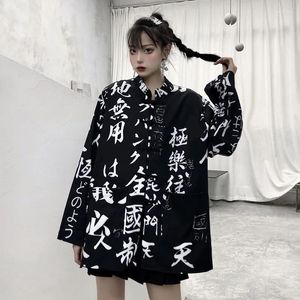 Blouses pour femmes Cool Vintage Kimono surdimensionné Style chinois lettre impression poches chemises 2023 printemps été hauts Blusas Mujer