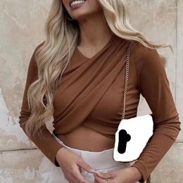 Frauen Blusen Cropped Top Sexy Elegante Lange Hülse Mujer Blusas Solide Street Bluse Frau Hemd Damen Mode