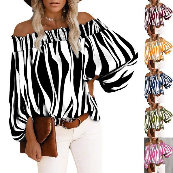 Blouses pour femmes Cross-Border 2024 Station européenne Wish Spring and Summer Fashion Stripe Sexy Sexy the-the-the-the-the-the-the-the-the-themirt