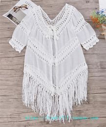 Women's Blouses grensoverschrijdende hand gehaakte gebreide gebreide bikini blouse Tassel Beach Sun Protection Cardigan