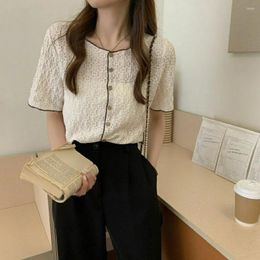 Chemisiers pour femmes découpés T-Shirt à manches courtes Design élégant belle femme Blouse ample décontracté 2023 haut d'été vêtements pour femmes coréen