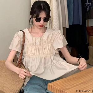 Blouses des femmes mignonnes d'été corée chic haut blusas mode flhjlwoc conception courte peplum preppy style girls femmes