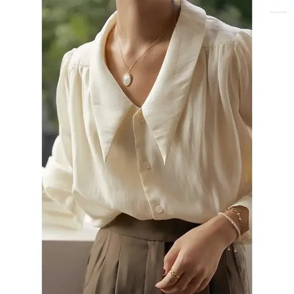 Blouses Femmes Deeptown Vintage Élégant Mousseline De Soie Femmes Old Money Style Chemises Manches Bouffantes Chic Col En V Bureau Porter Casual Sexy Mesh Tops