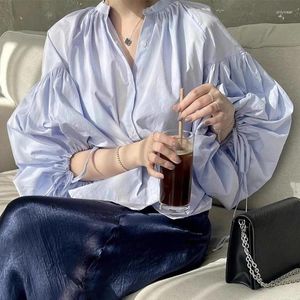 Blouses pour femmes Design o cou petit chemisier à lacets à poitrine 2024 Summer Summer All-Match Lantern Shirt Kirt Corée Chic Top Femme