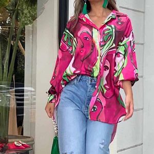 Damesblouses Design-shirts Zomer Streetwear Kleurrijke mode Vrouwelijke casual onregelmatige zoom Losse top