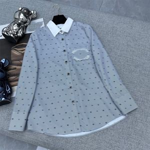 Damesblouses Designer shirt met lange mouwen dunne jas voorjaar klassieke modebrief bedrukte kralen reversknop losse shirt