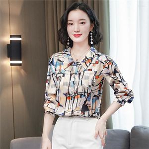 Chemisiers pour femmes Drop Spring Summer Fall Runway Vintage Print Collar Button Long Sleeve Womens Party Casual OL Workwear Top Shirts Blouse