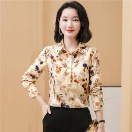 Chemisiers pour femmes Drop Spring Summer Fall Vintage Floral Print Collar Pull à manches longues Womens Party Casual OL Work Top Shirts Blouse