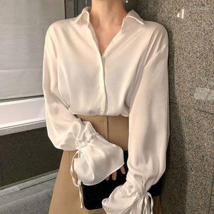 Damesblouses duofan dames dames vel flare mouw solide elegante chiffon shirts vrouwelijke retro ontwerper chic mode tops streetwear stijlvol