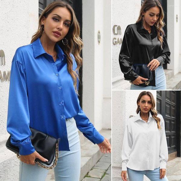 Blusas de mujer Camisa abotonada elegante y versátil Causal suelta para damas para una apariencia informal elegante Fin de semana de trabajo perfecto