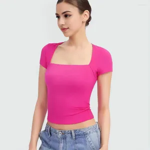 Blusas de mujer Blusa elegante estilo desplazamientos Elegante colección de camisetas con cuello cuadrado Tops de manga corta ajustados para verano A