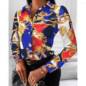 Damesblouses Elegante modeblouse 2023 Lente Zomer Commuter Digitale print Slank shirt met lange mouwen Kantoor Dames Tops S-XXL