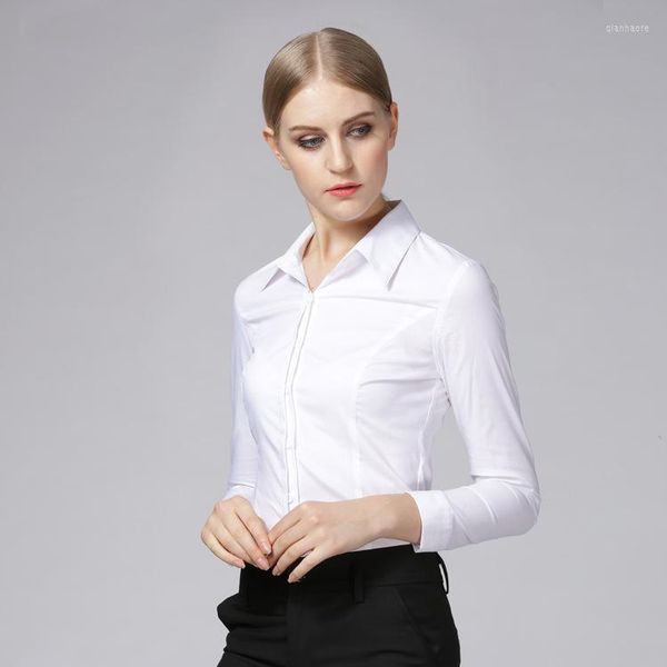 Blouses pour femmes combinaison élégante femmes vêtements de travail minces dames barboteuses col en V OL à manches longues blanc corps dessus de chemise