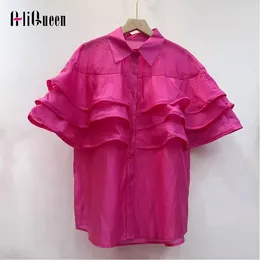 Blusas para mujeres elegantes vintage suelto delgada rosa camisas de mosaico