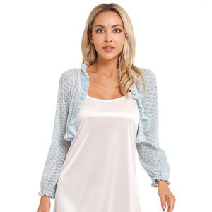 Blouses Femmes Femmes Élégantes Dames Bras Manches Haussement D'épaules Châle Wrap Top Écharpe Cape Été Froufrous Boléro Mariage Veste Courte Cardigan