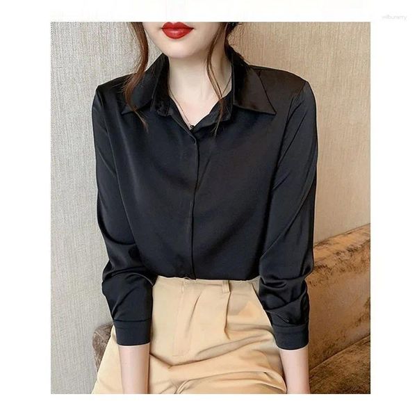 Blouses pour femmes Chemises de femmes élégantes Spring Automne Office Fadames Long Sleeve Blanc pour femme Vêtements décontractés Tops Lady Blusas