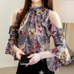 Women's Blouses Fashion 2023 Summer Women Tops en Vintage Butterfly Sleeve O-Neck Print Loose Cloths Blusas 5388 50