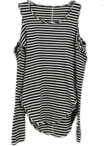 Blouses pour femmes mode 2024 Stripe Off Long Top 20 Automne Spicy Girl Slim Cut T-shirt épaule