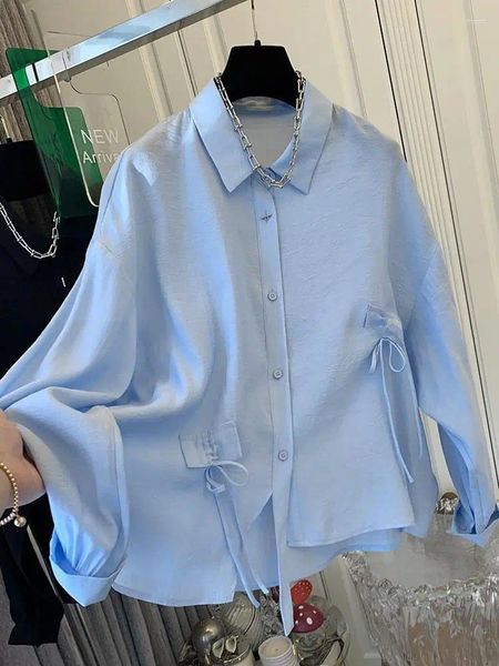 Blouses pour femmes Fashion Chic Design Lace-Up Shirt Femme 2024 Spring Loose Top Long Sleeve Casual Commutiting Blouse