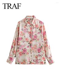 Boulouches de femmes Fashion Floral Imprimé vintage Femme Decoration Blouse Blouse Loose Femme Casual Shirts Chic Tops Button à manches longues