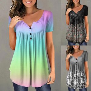 Damesblouses Mode Verbergen Buik Tuniek Wijdvallende tops voor dames Chic Casual Dames T-shirts met korte mouwen Blusas Vakantiewerkkleding