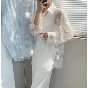 Damesblouses Mode Dames Chiffon Sheer Shirts Koreaanse stijl Dames Lente Zomer Mujer Blusas met lange mouwen