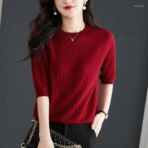 Damesblouses Mode O-hals Effen Kleur Gebreid All-Match Blouse Dameskleding 2023 Lente Casual Truien Tops Losvallend Koreaans