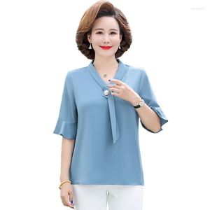 Blusas de mujer, blusas de moda con volantes para mujer, blusa de gasa ajustada con cuello en V para mujer, ropa de mujer, camisa de trabajo de oficina 2023, Blusas 5XL