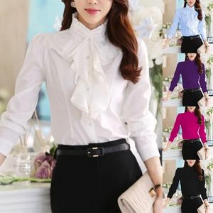 Blouses pour femmes mode col à volants chemise à manches longues tempérament col blanc travail d'affaires banlieue mince robe formelle haut