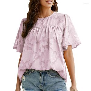 Blouses -mode voor dames gegolfd wijd uitlopende mouw Chiffon blouse vrouwen lente zomer chic bloemenprint pop shirts vrouwelijke casual losse tops