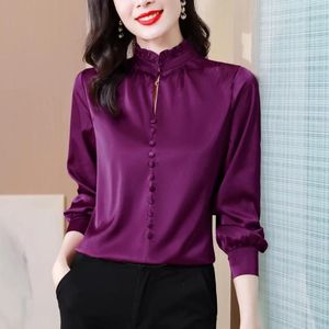 Blouses pour femmes Couleur unie à manches longues Shirts printemps automne tops lâches de Business Wear Office Vêtements féminins J162