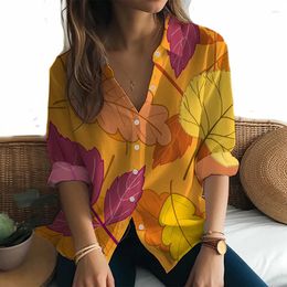 Damesblouses Mode Temperament Dames Shirt met lange mouwen Lente en herfst Eenvoudig Veelzijdig 3D-geprint Hawaiiaans feest