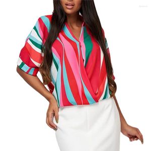 Damesblouses Mode Damesblouse Top met korte mouwen Strip Casual shirt Damestops