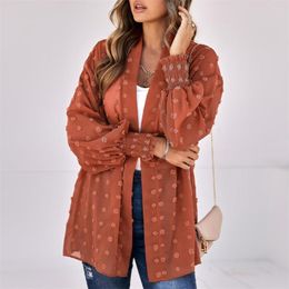 Women's Blouses Fashion Woman Shirt Cardigan Lange mouw jas tops vrouwen uit het versleten jassen camisas y blusas roupa feminina mujer